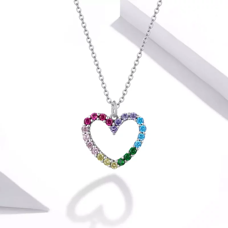 (imagen para) Collar colgante estilo Pandora de plata con amor del arcoíris - SCN449 - Ver 6