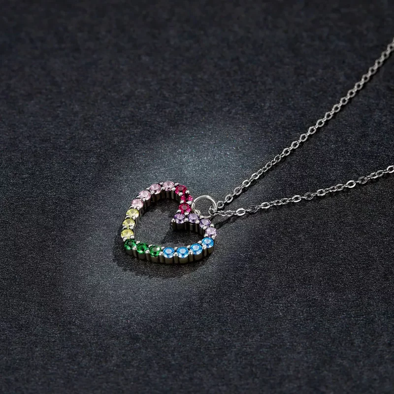 (imagen para) Collar colgante estilo Pandora de plata con amor del arcoíris - SCN449 - Ver 7