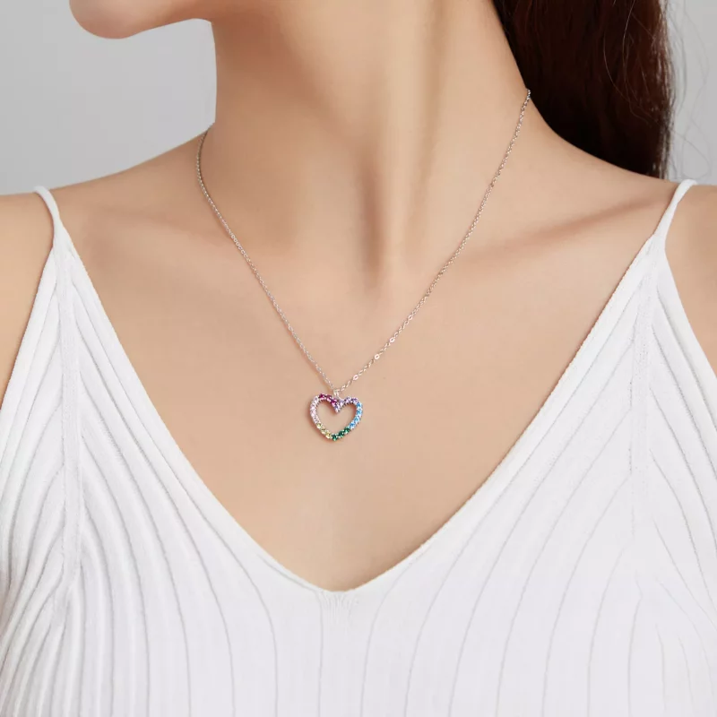(imagen para) Collar colgante estilo Pandora de plata con amor del arcoíris - SCN449 - Ver 8