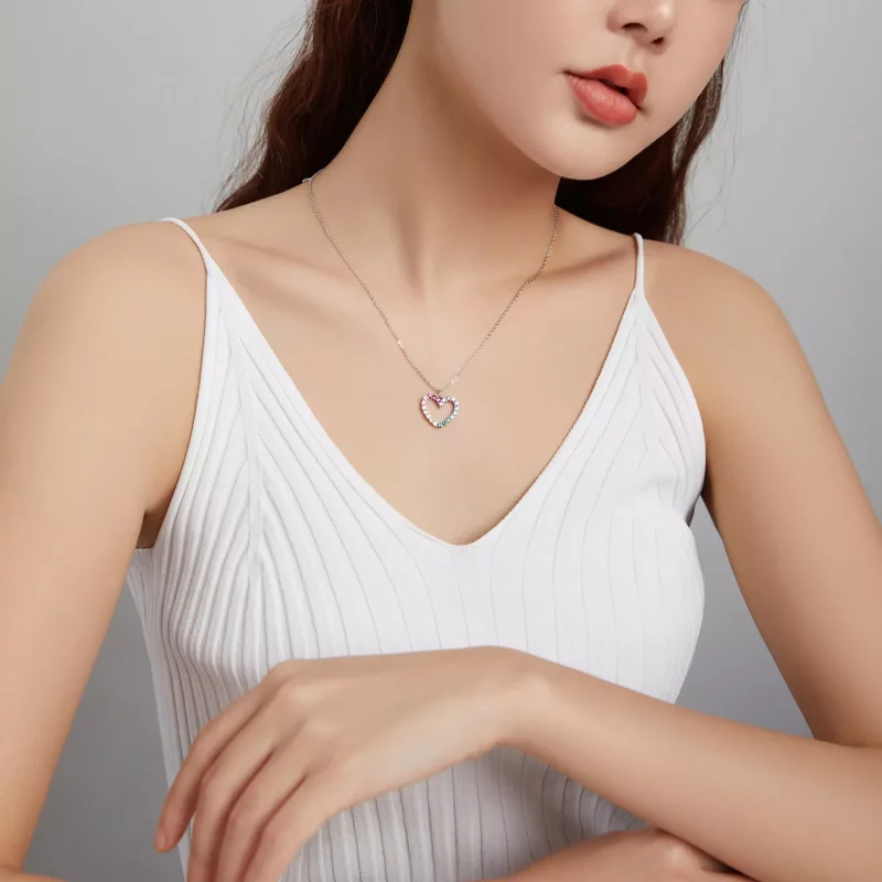 (imagen para) Collar colgante estilo Pandora de plata con amor del arcoíris - SCN449 - Ver 9