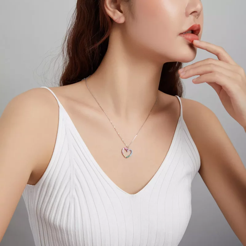(imagen para) Collar colgante estilo Pandora de plata con amor del arcoíris - SCN449 - Ver 10