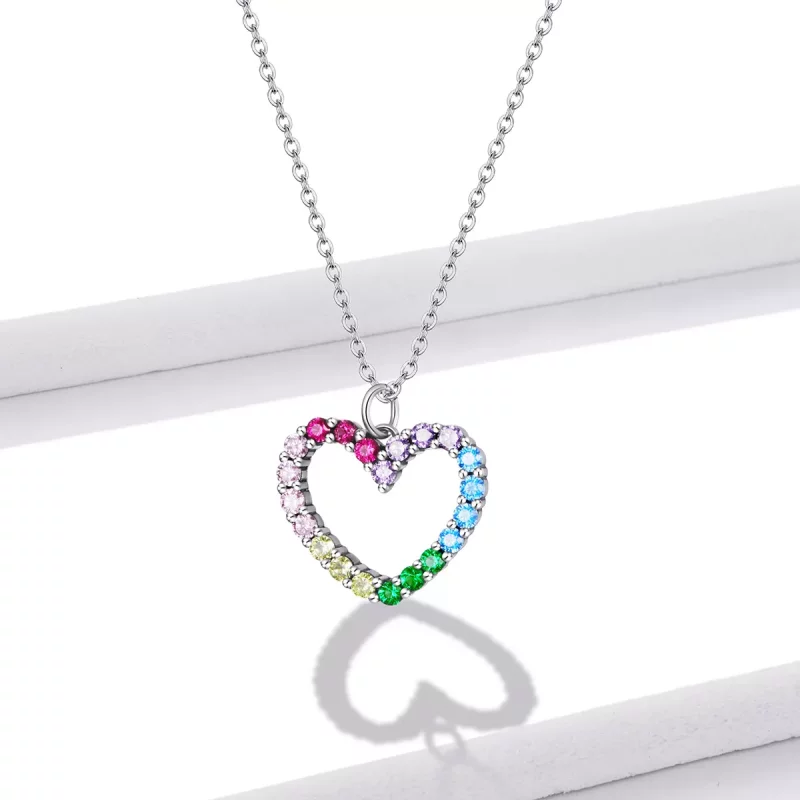 (imagen para) Collar colgante estilo Pandora de plata con amor del arcoíris - SCN449 - Ver 11