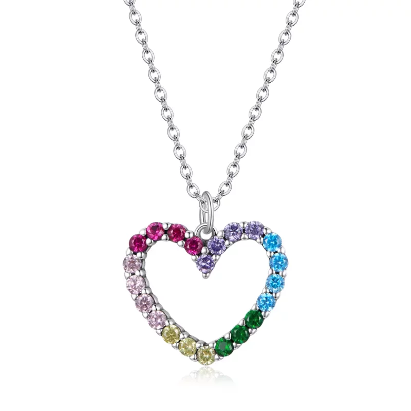 (imagen para) Collar colgante estilo Pandora de plata con amor del arcoíris - SCN449
