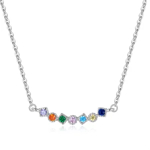 (imagen para) Collar colgante estilo Pandora de plata con arcoíris - SCN451