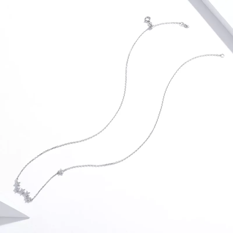 (imagen para) Collar colgante estilo Pandora de plata con destellantes estrellas - SCN419 - Ver 4