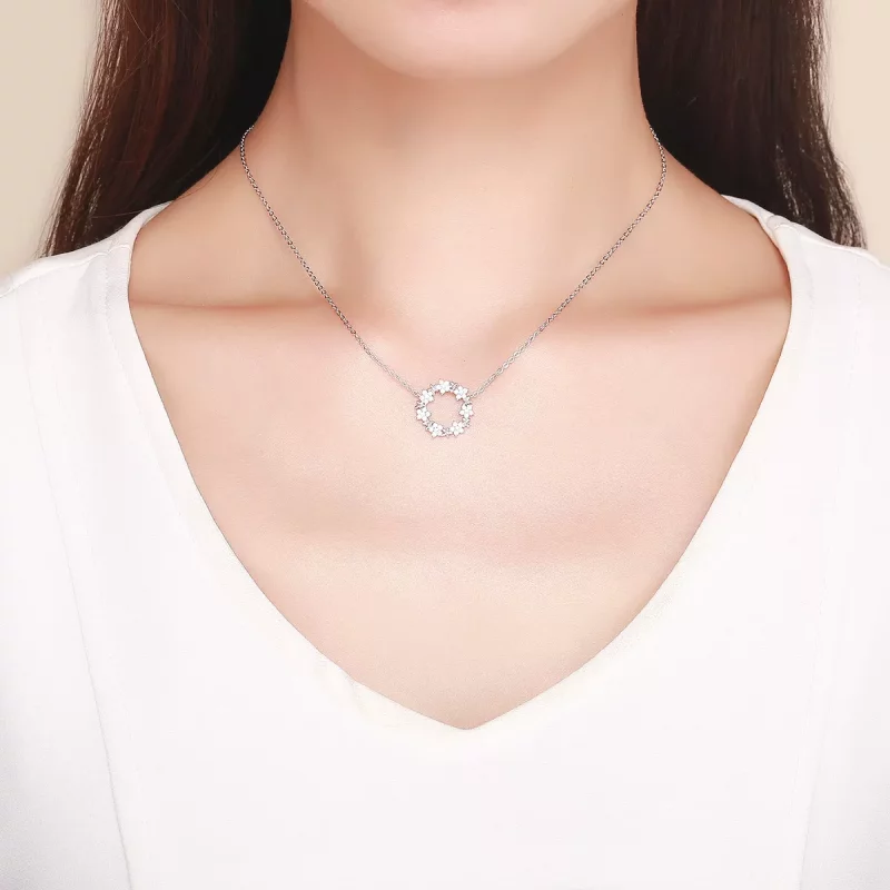 (imagen para) Collar colgante estilo Pandora de plata con estrellas - BSN028 - Ver 6