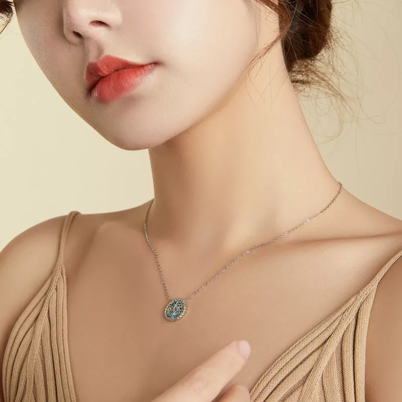 (imagen para) Collar colgante estilo Pandora de plata con un vibrante Árbol de la Vida - SCN43 - Ver 7