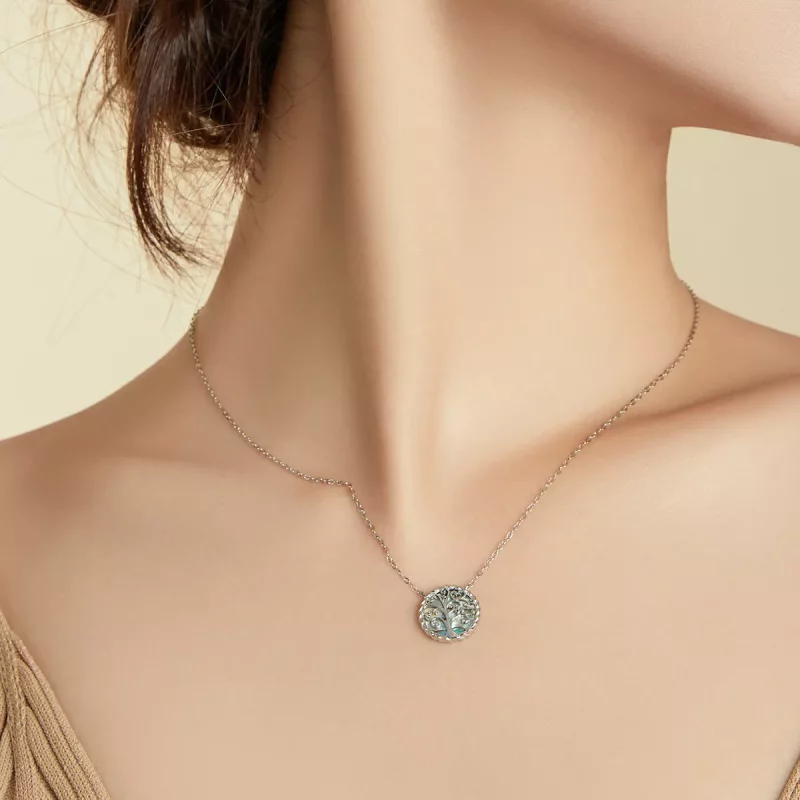 (imagen para) Collar colgante estilo Pandora de plata con un vibrante Árbol de la Vida - SCN43 - Ver 8