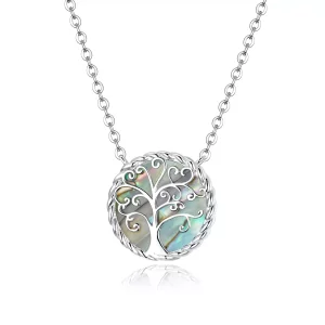(imagen para) Collar colgante estilo Pandora de plata con un vibrante Árbol de la Vida - SCN433
