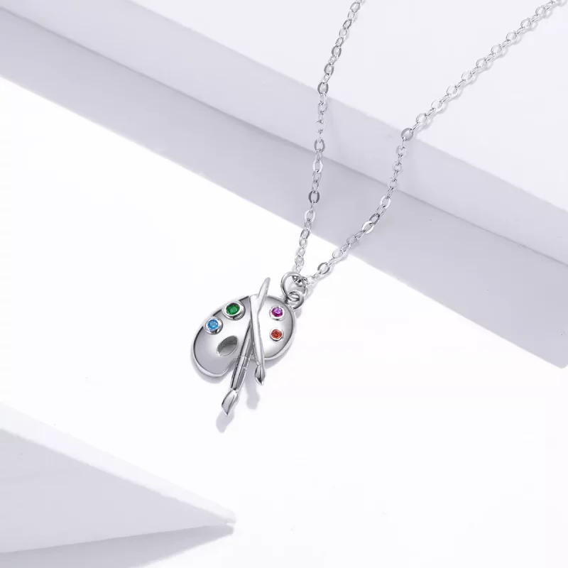 (imagen para) Collar colgante estilo Pandora plateado con colgante de vida artística - SCN457 - Ver 3
