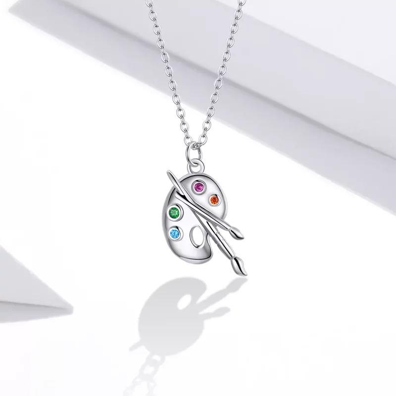 (imagen para) Collar colgante estilo Pandora plateado con colgante de vida artística - SCN457 - Ver 5