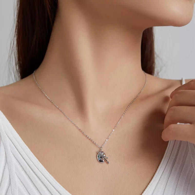 (imagen para) Collar colgante estilo Pandora plateado con colgante de vida artística - SCN457 - Ver 8
