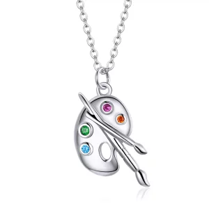 (imagen para) Collar colgante estilo Pandora plateado con colgante de vida artística - SCN457