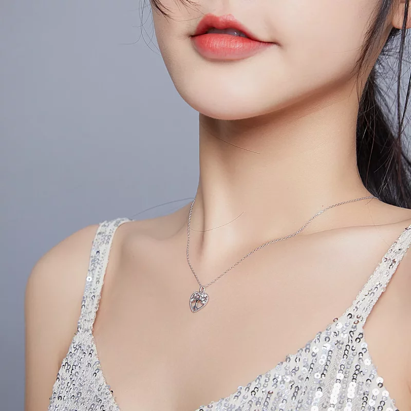 (imagen para) Collar con colgante de estilo Pandora de plata con árbol de la vida - BSN176 - Ver 7