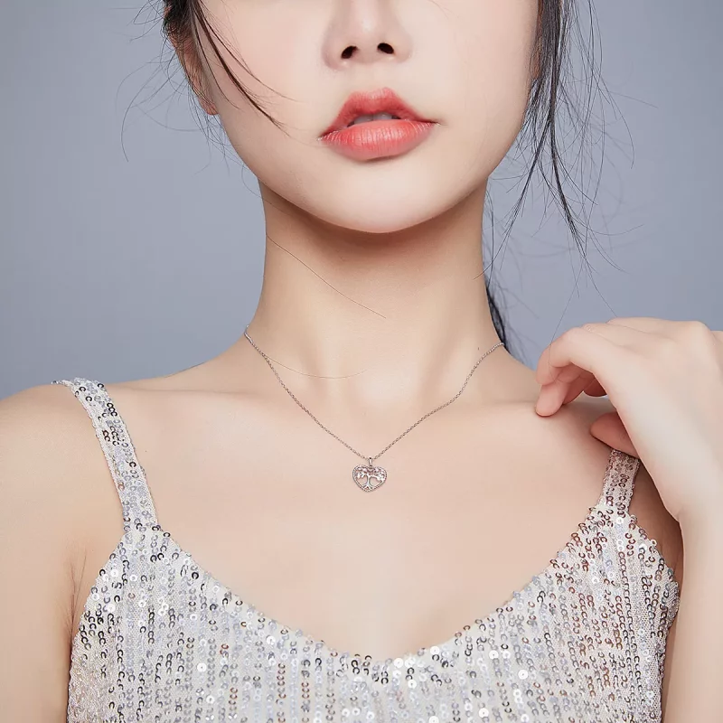 (imagen para) Collar con colgante de estilo Pandora de plata con árbol de la vida - BSN176 - Ver 9