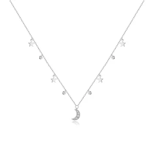(imagen para) Collar con colgante de estrella y luna estilo Pandora de plata - SCN420