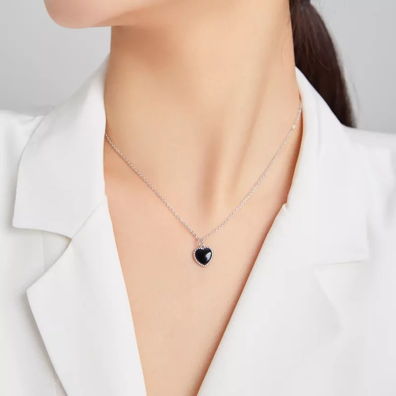 (imagen para) Collar con colgante de ágata en estilo Pandora de plata - SCN443 - Ver 6