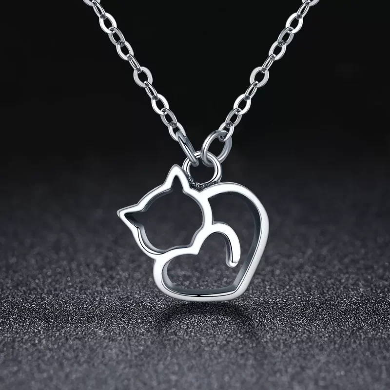 (imagen para) Collar con colgante de gato tonto de plata estilo Pandora - SCN188 - Ver 3