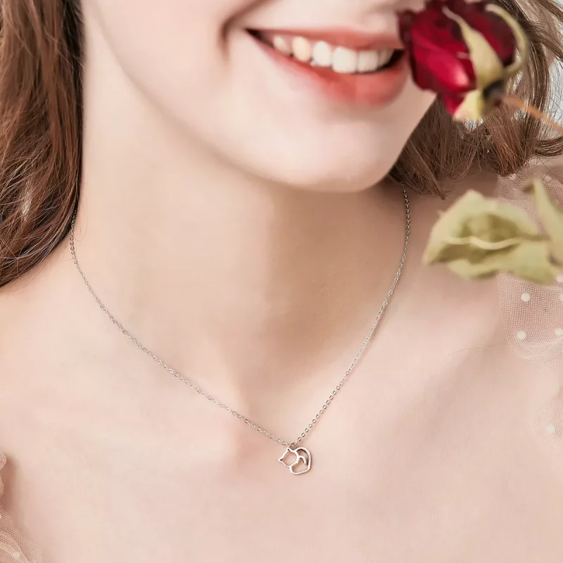 (imagen para) Collar con colgante de gato tonto de plata estilo Pandora - SCN188 - Ver 10