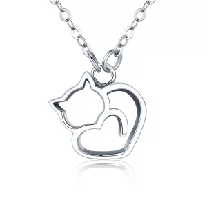 (imagen para) Collar con colgante de gato tonto de plata estilo Pandora - SCN188