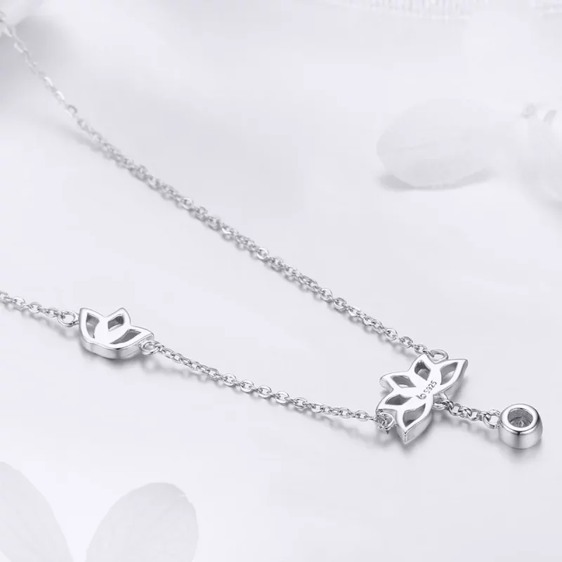 (imagen para) Collar con colgante de loto fresco estilo Pandora de plata - BSN012 - Ver 2