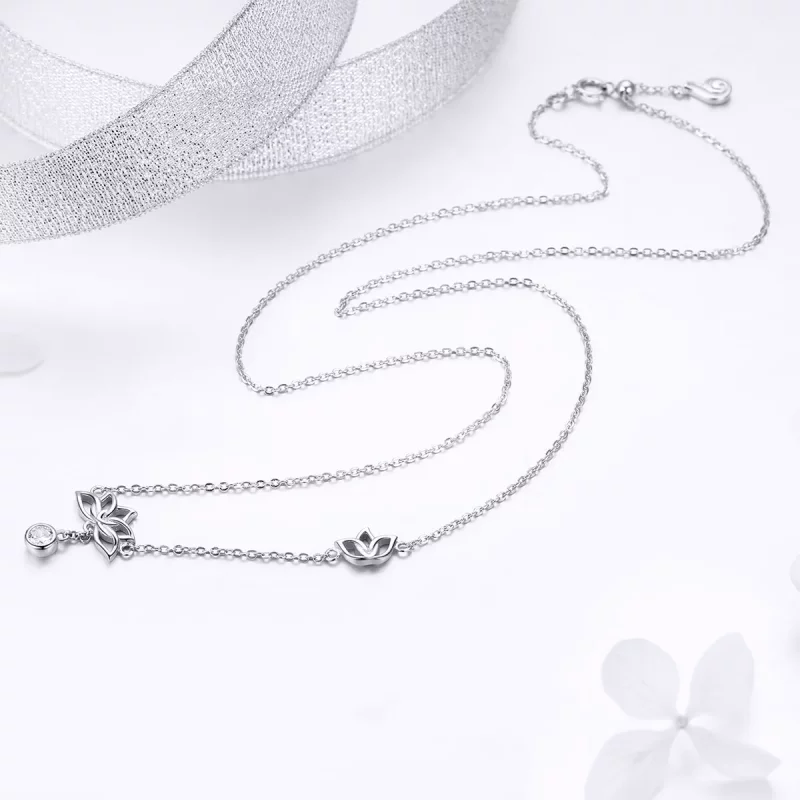 (imagen para) Collar con colgante de loto fresco estilo Pandora de plata - BSN012 - Ver 3