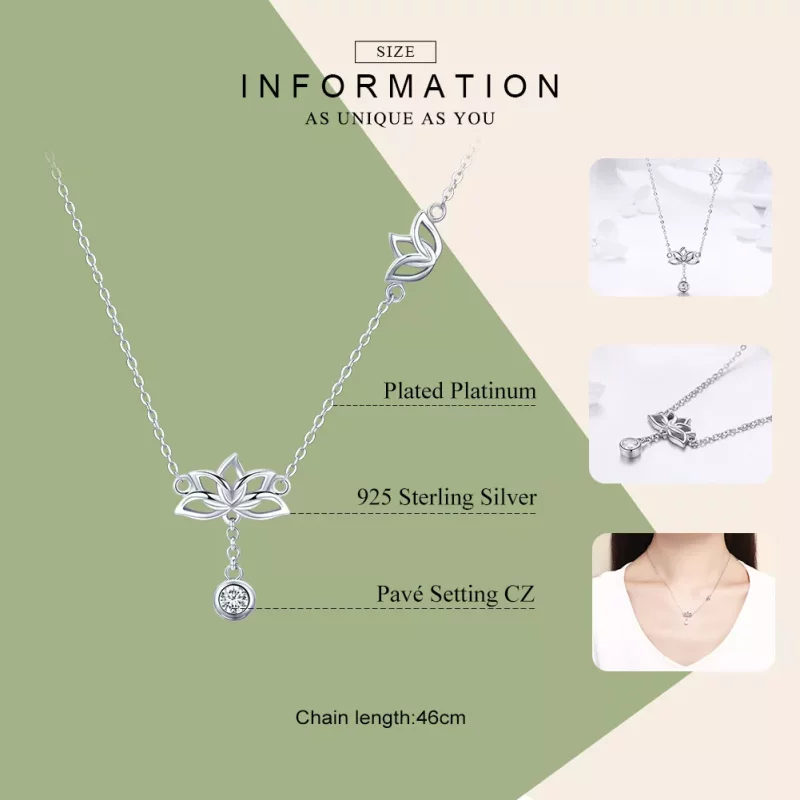 (imagen para) Collar con colgante de loto fresco estilo Pandora de plata - BSN012 - Ver 7