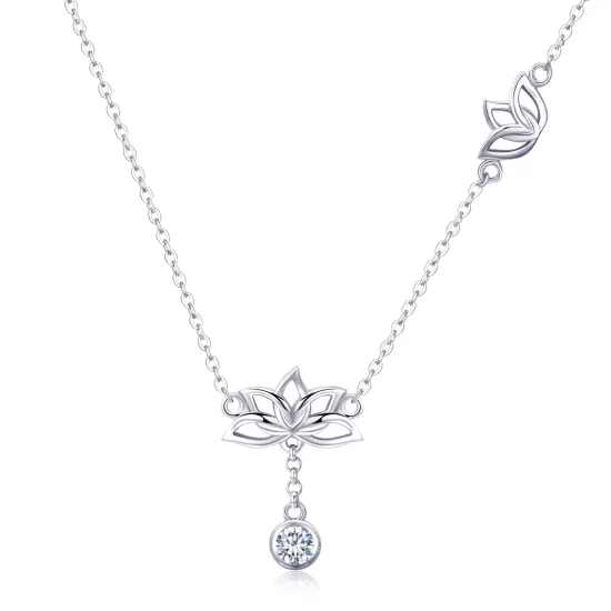 (imagen para) Collar con colgante de loto fresco estilo Pandora de plata - BSN012