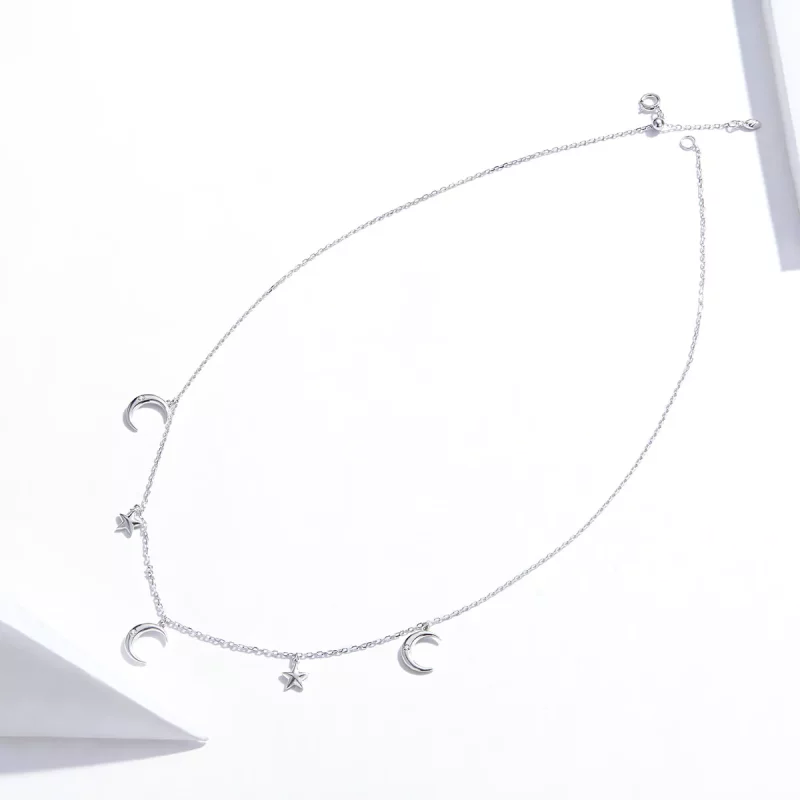 (imagen para) Collar con colgante de luna y estrella estilo Pandora en plata - SCN411 - Ver 4