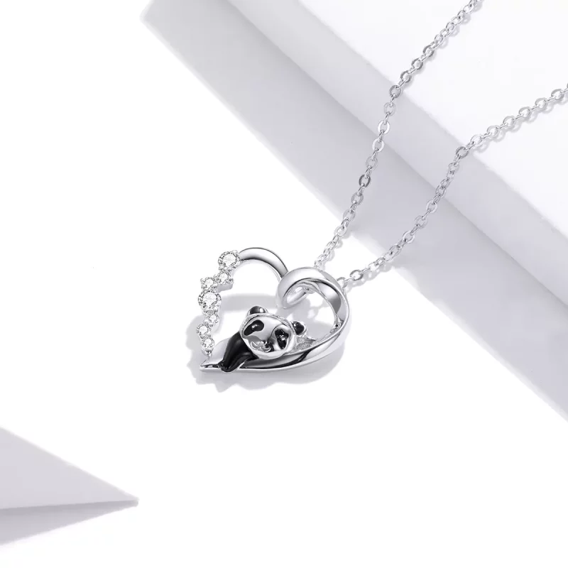 (imagen para) Collar con colgante de panda pequeño y lindo estilo Pandora en plata - SCN453 - Ver 2
