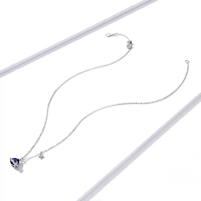 (imagen para) Collar con colgante de planeta plateado estilo Pandora - BSN166 - Ver 4