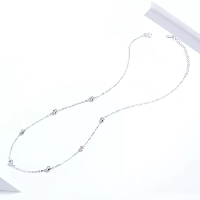 (imagen para) Collar de cadena brillante de estilo Pandora en plata - SCN393 - Ver 2