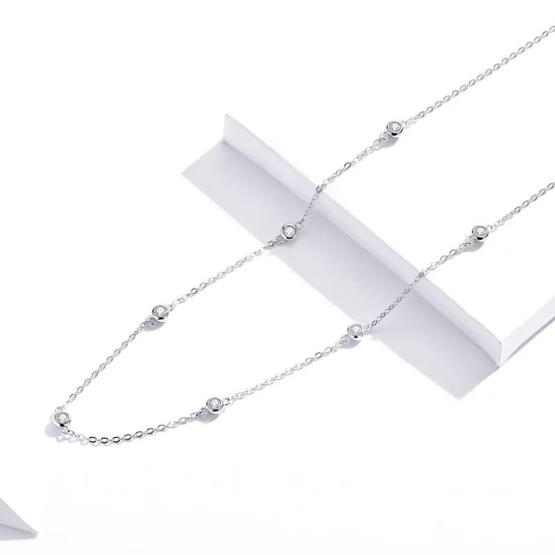(imagen para) Collar de cadena brillante de estilo Pandora en plata - SCN393 - Ver 3