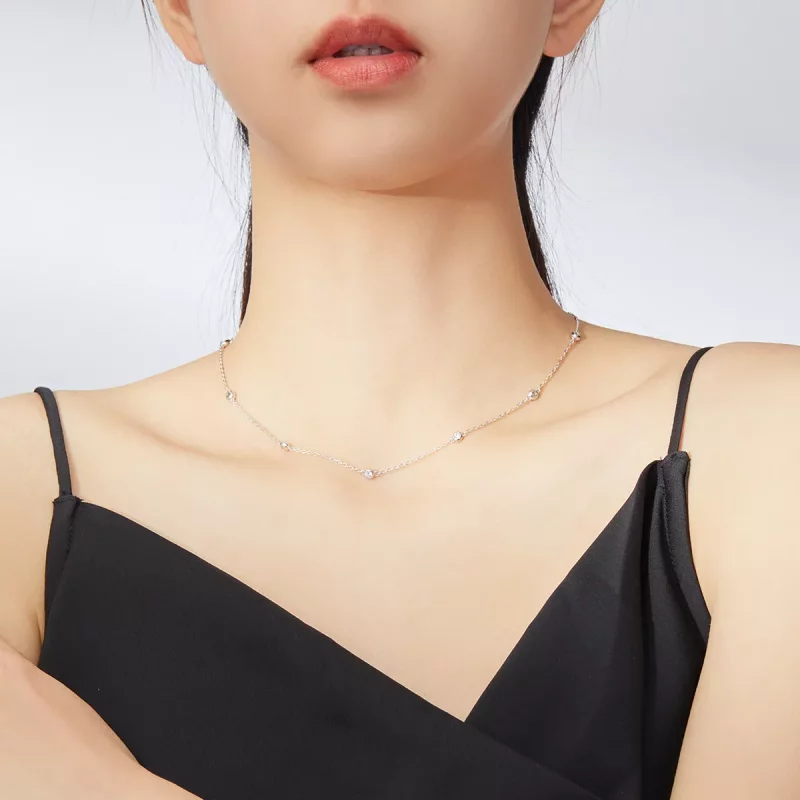 (imagen para) Collar de cadena brillante de estilo Pandora en plata - SCN393 - Ver 5
