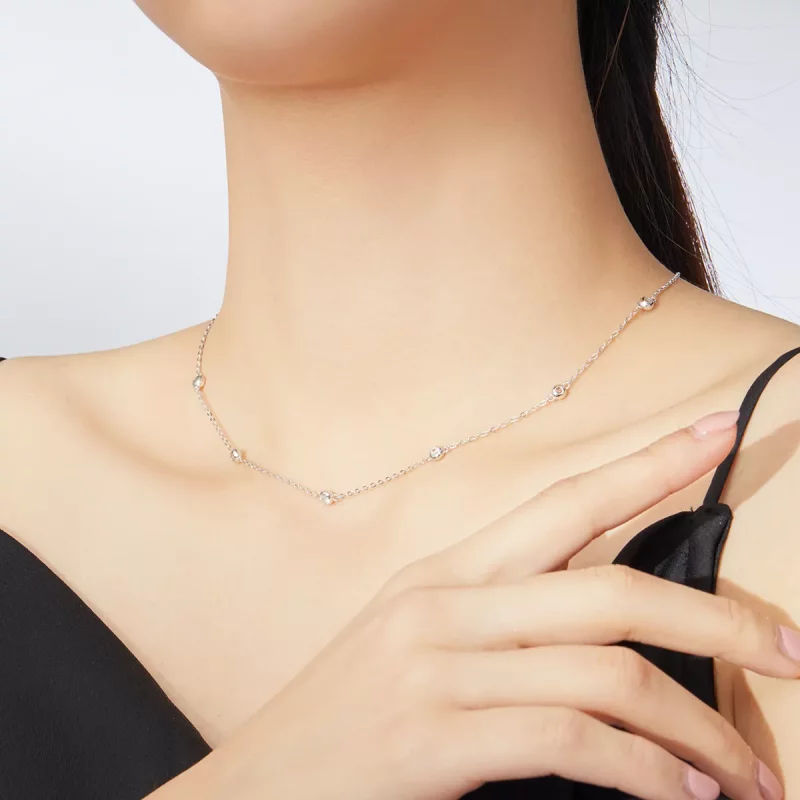 (imagen para) Collar de cadena brillante de estilo Pandora en plata - SCN393 - Ver 6