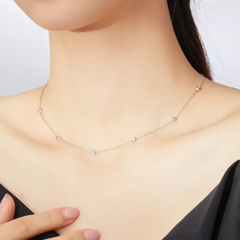 (imagen para) Collar de cadena brillante de estilo Pandora en plata - SCN393 - Ver 7