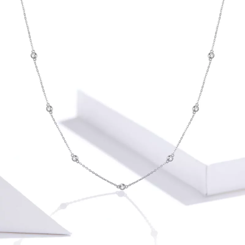 (imagen para) Collar de cadena brillante de estilo Pandora en plata - SCN393 - Ver 8