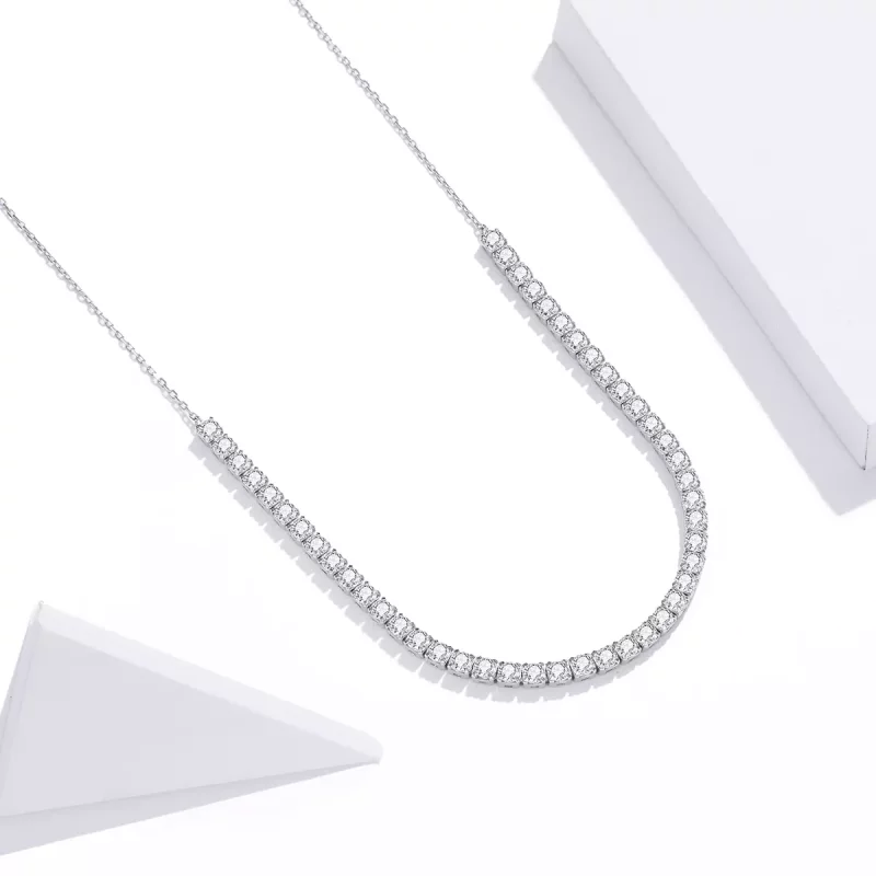 (imagen para) Collar de Cadena Brillante de Plata Estilo Pandora - SCN437 - Ver 2