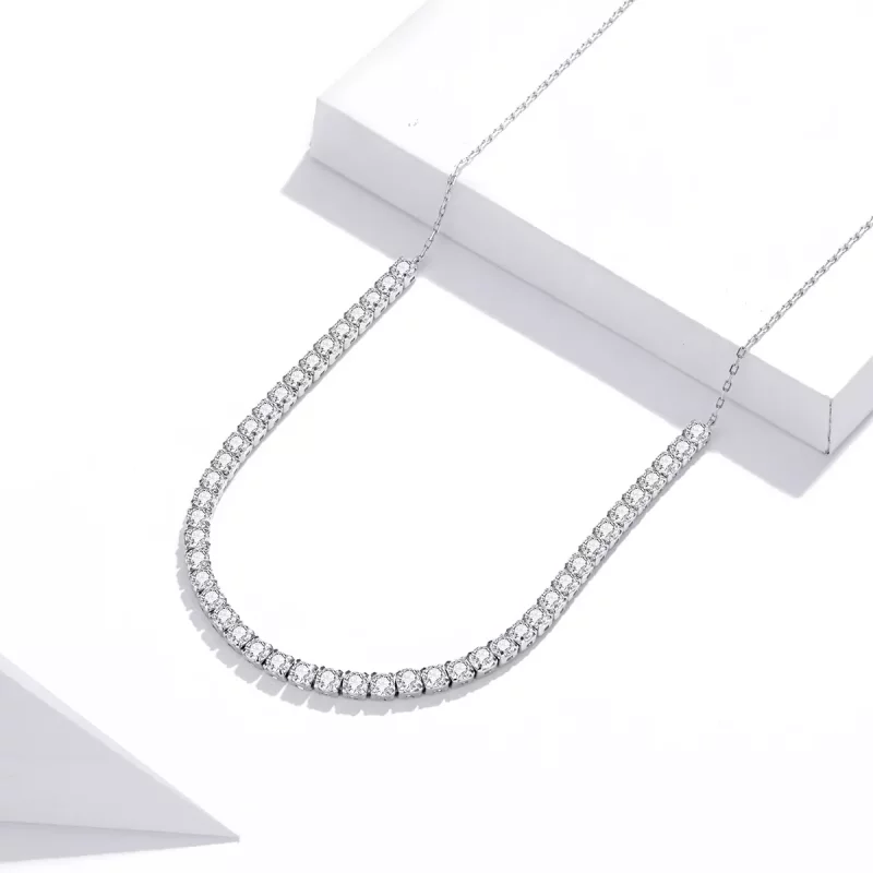 (imagen para) Collar de Cadena Brillante de Plata Estilo Pandora - SCN437 - Ver 3