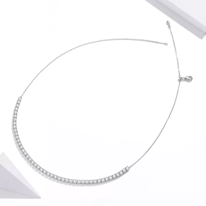 (imagen para) Collar de Cadena Brillante de Plata Estilo Pandora - SCN437 - Ver 4
