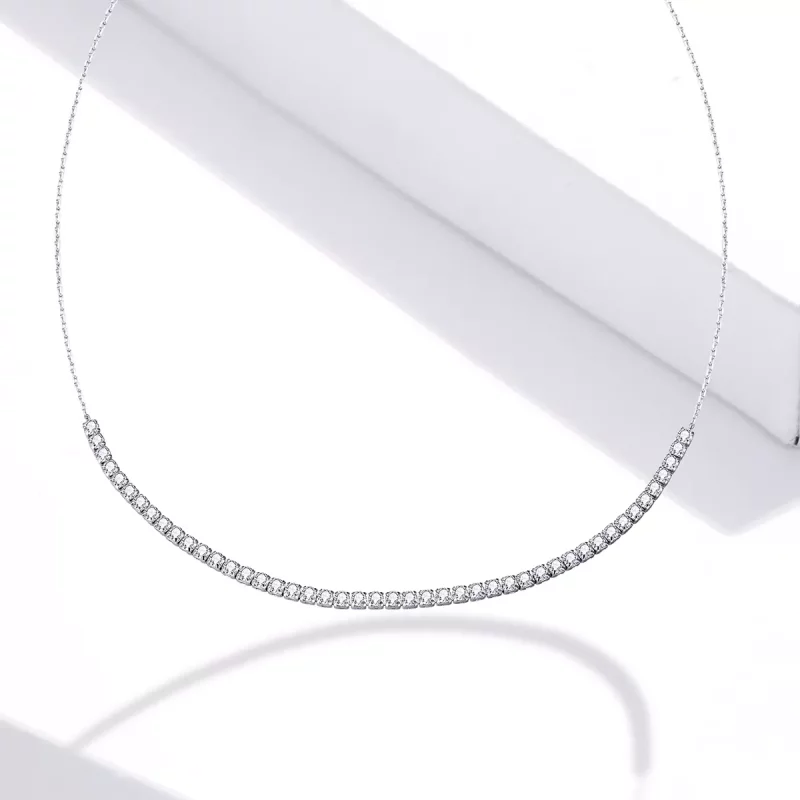 (imagen para) Collar de Cadena Brillante de Plata Estilo Pandora - SCN437 - Ver 5
