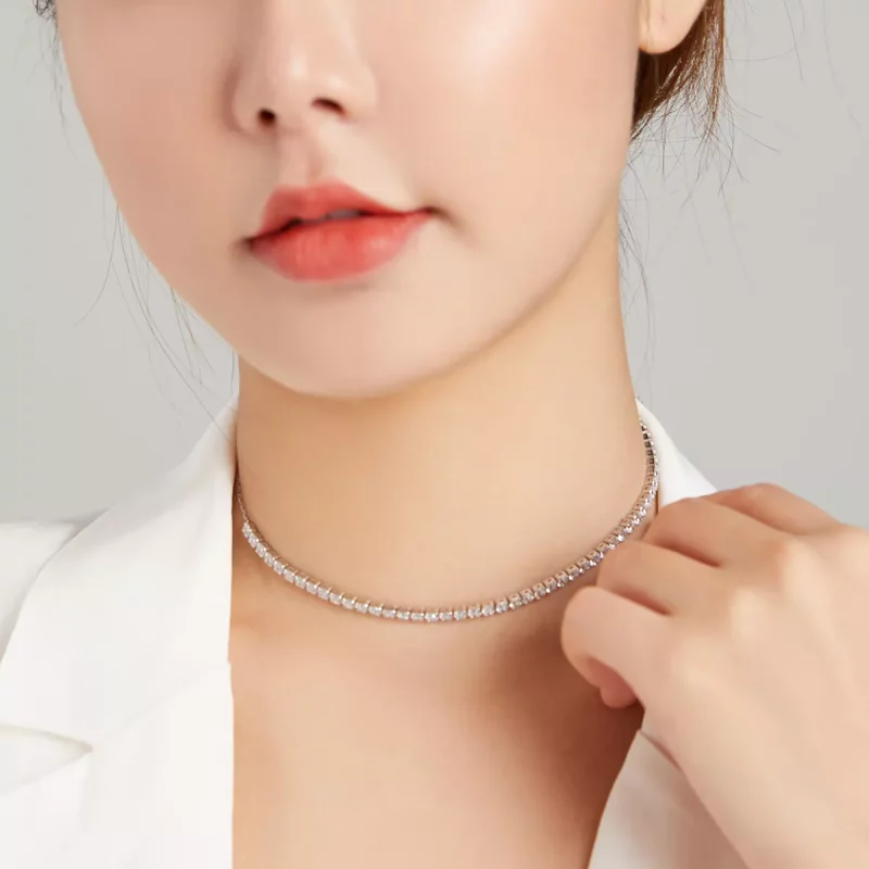 (imagen para) Collar de Cadena Brillante de Plata Estilo Pandora - SCN437 - Ver 6
