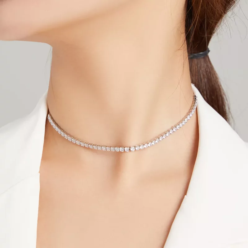 (imagen para) Collar de Cadena Brillante de Plata Estilo Pandora - SCN437 - Ver 7