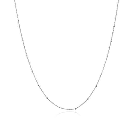 (imagen para) Collar de cadena básica con pequeñas bolas de plata de estilo Pandora - SCN391