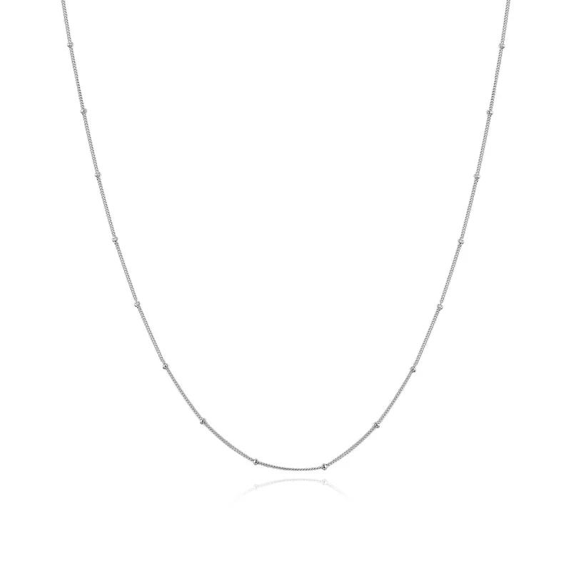 (imagen para) Collar de cadena básica con pequeñas bolas de plata de estilo Pandora - SCN391