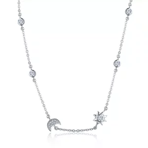 (imagen para) Collar de cadena estilo Pandora de plata con sol y luna - SCN272