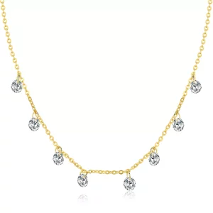 (imagen para) Collar de Cadena Recogedora con Baño de Oro al Estilo Pandora - SCN299-B
