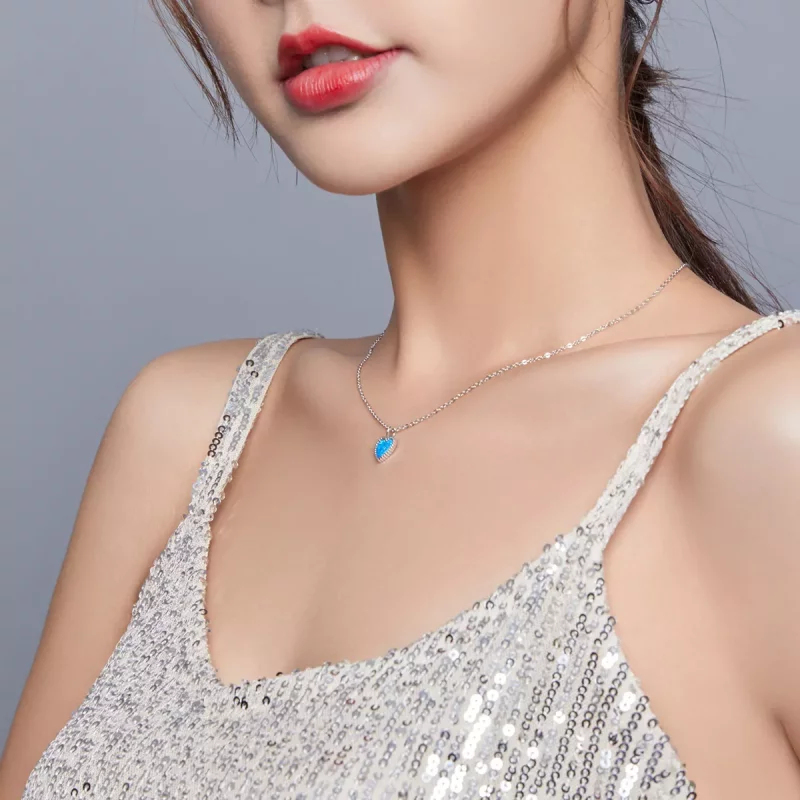 (imagen para) Collar de Colgante de Corazón de Plata Estilo Pandora - SCN413 - Ver 6