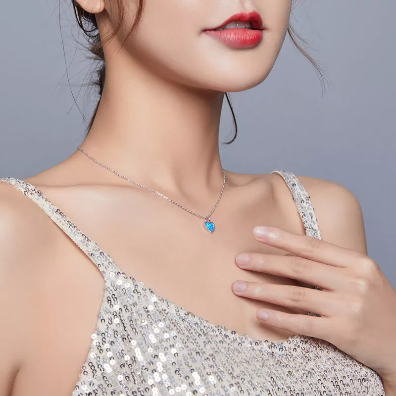 (imagen para) Collar de Colgante de Corazón de Plata Estilo Pandora - SCN413 - Ver 7
