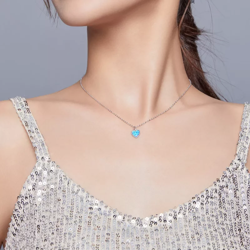 (imagen para) Collar de Colgante de Corazón de Plata Estilo Pandora - SCN413 - Ver 8